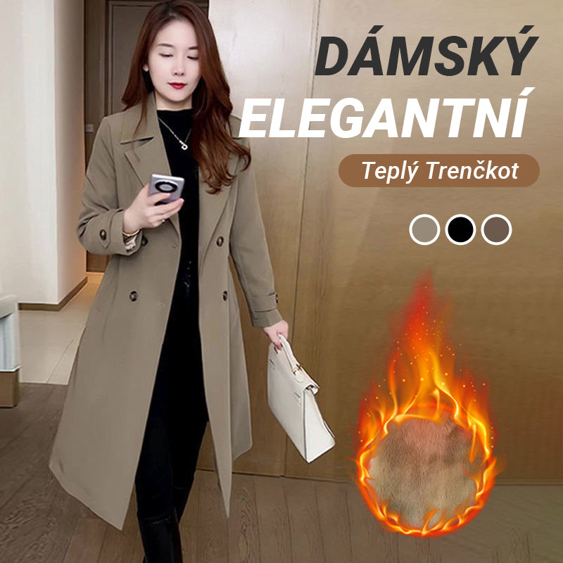 Damski elegancki, ciepły trencz