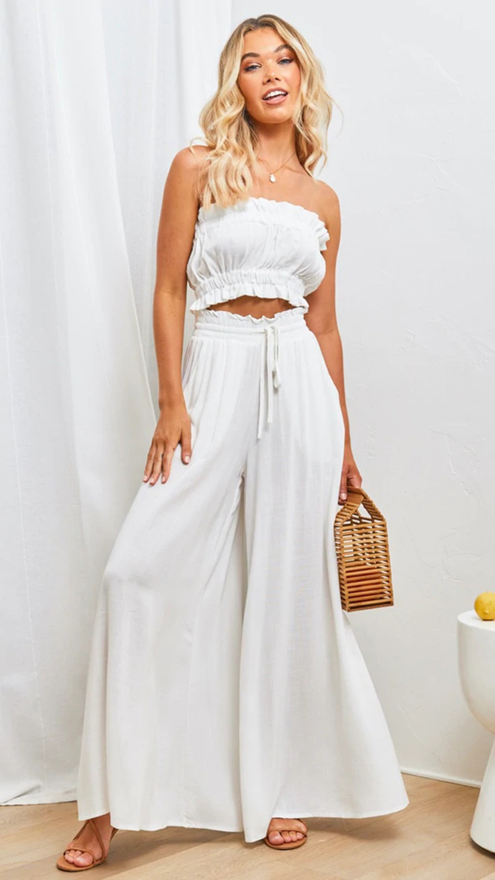 Printed wide leg trousers