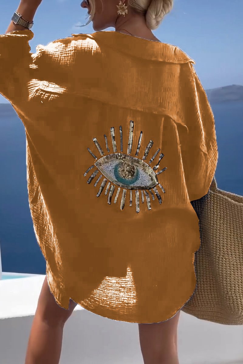 Casual shirt with sequin beads