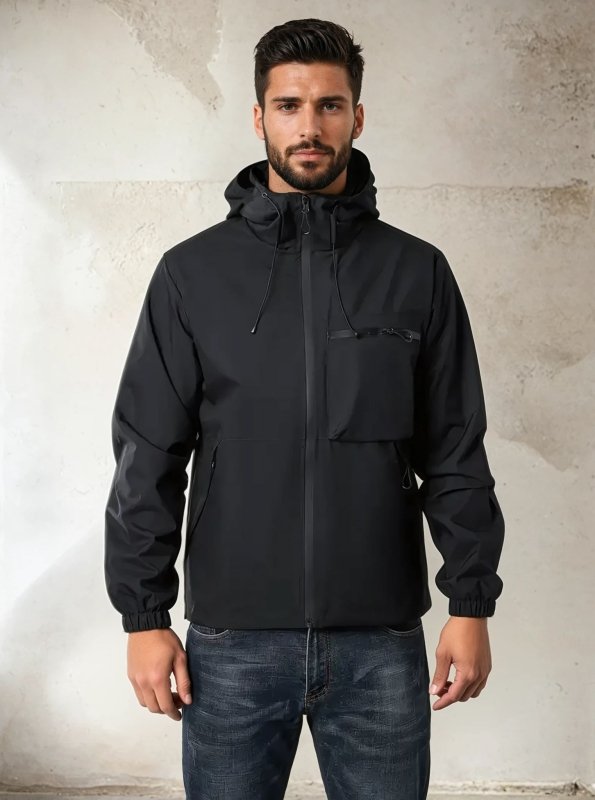 Autumn and winter outdoor sports solid color multi-pocket jacket for men