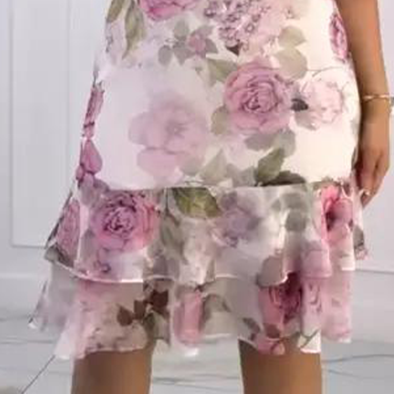 Pink ruffled layered dress