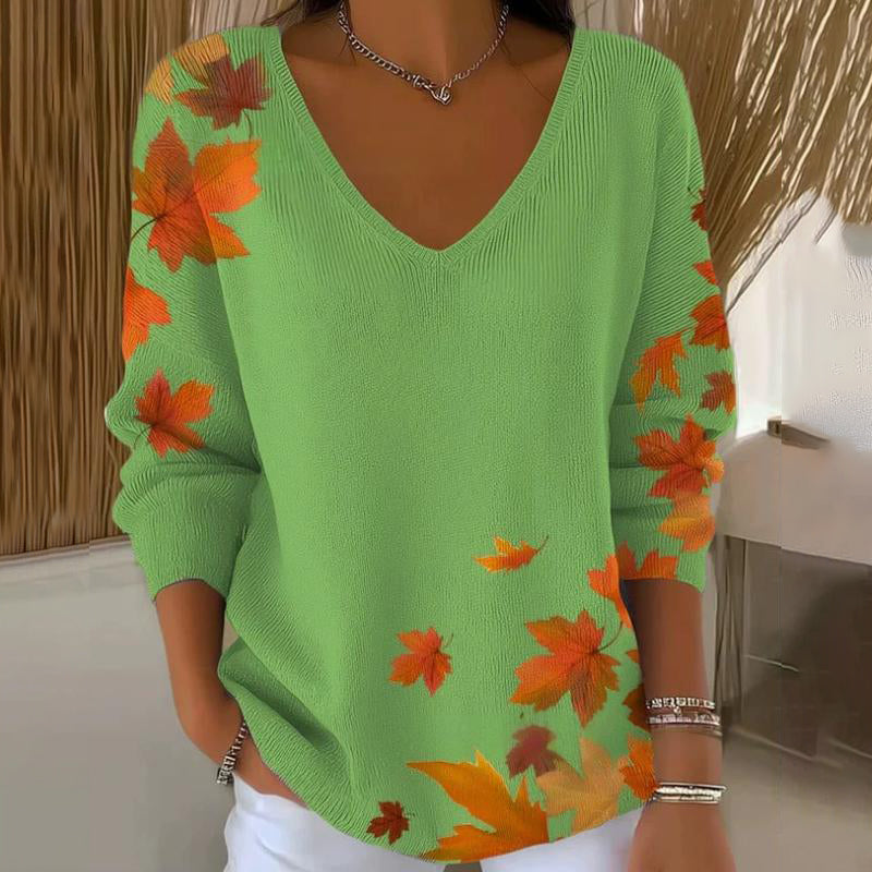 Long-sleeved V-neck top with print Long-sleeved V-neck top with print