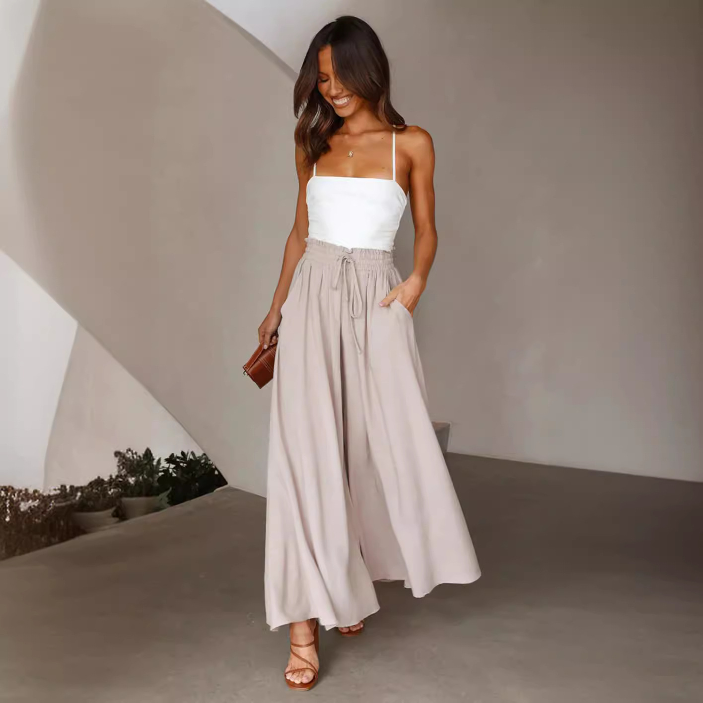 Printed wide leg trousers