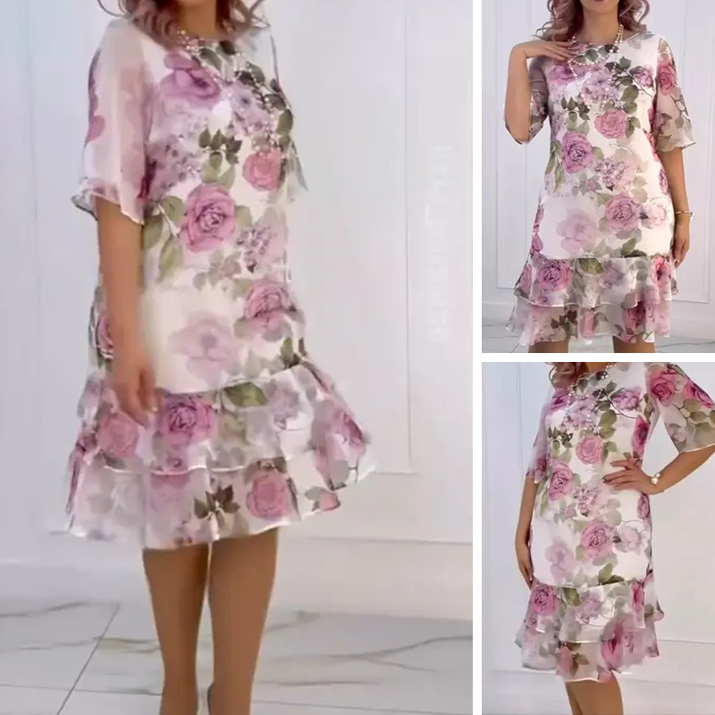 Pink ruffled layered dress