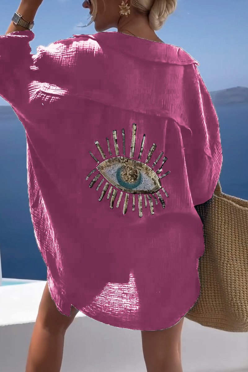 Casual shirt with sequin beads