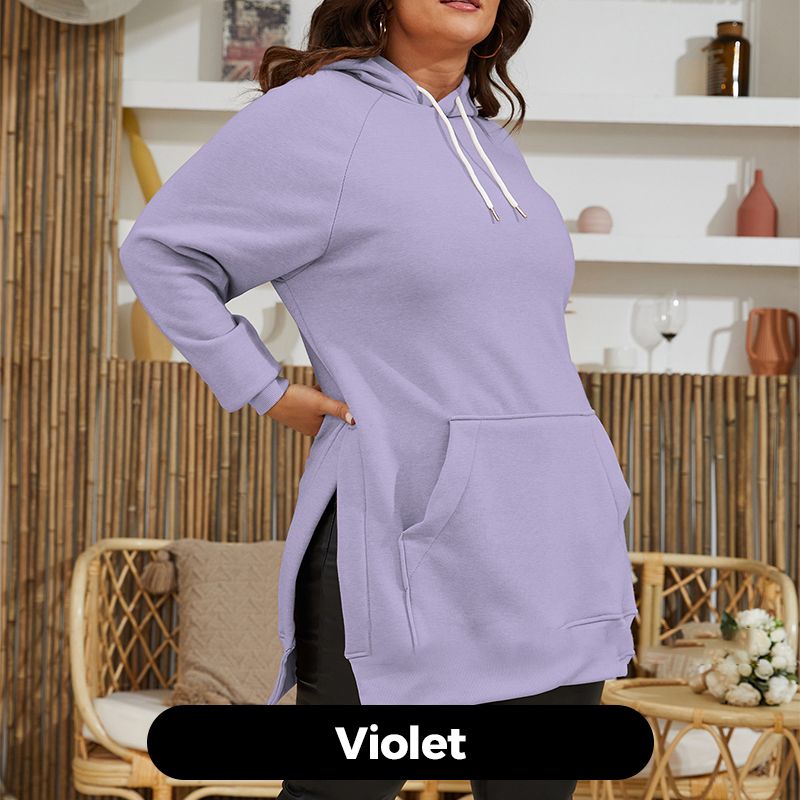 ?Women's Casual Loose Split Hoodie with Front Pocket