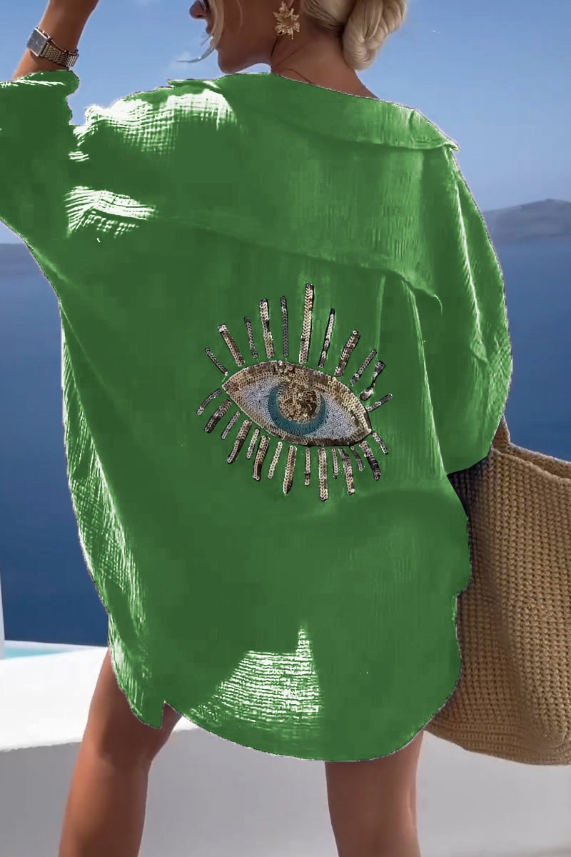 Casual shirt with sequin beads