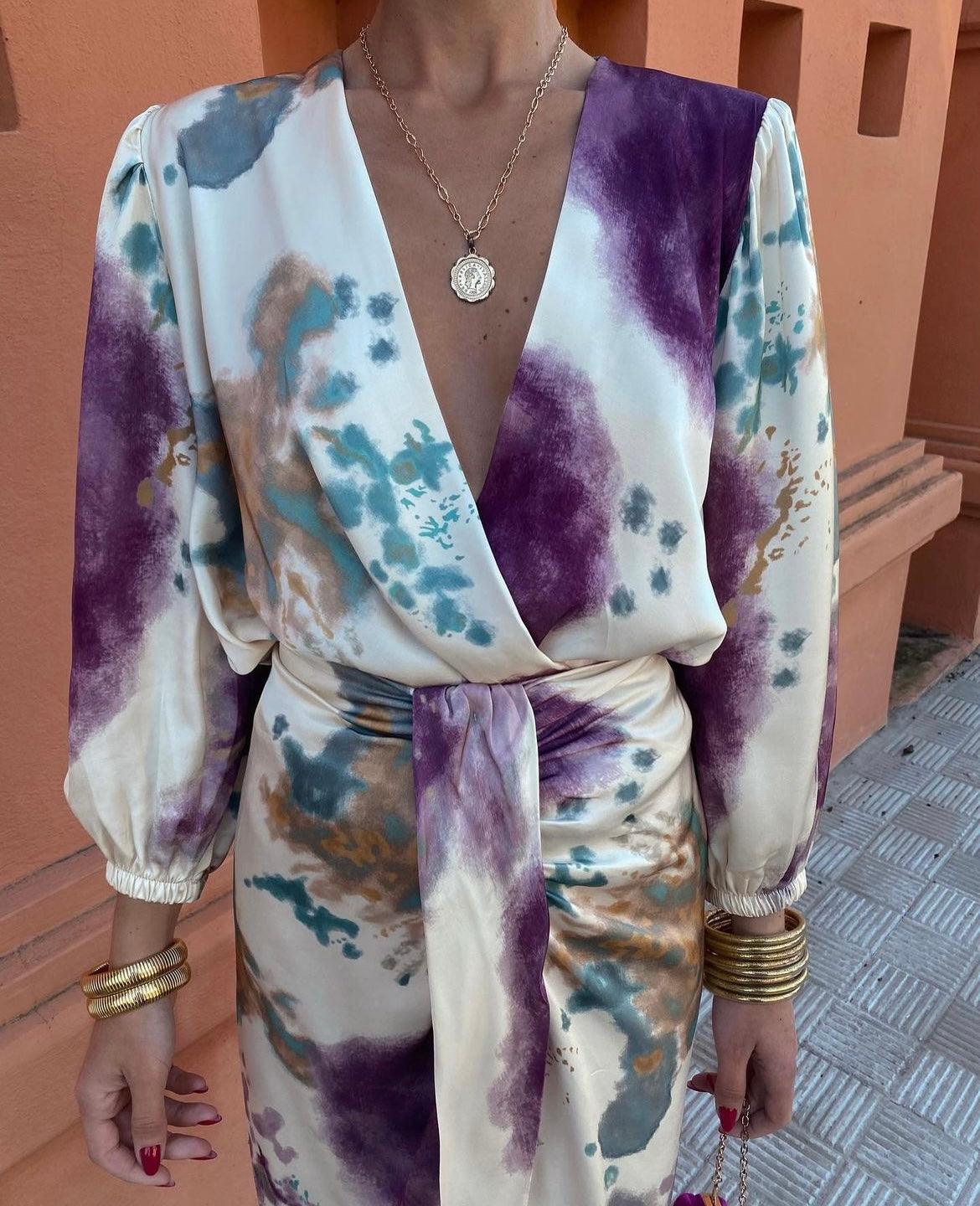 Elegant purple v-neck dress?