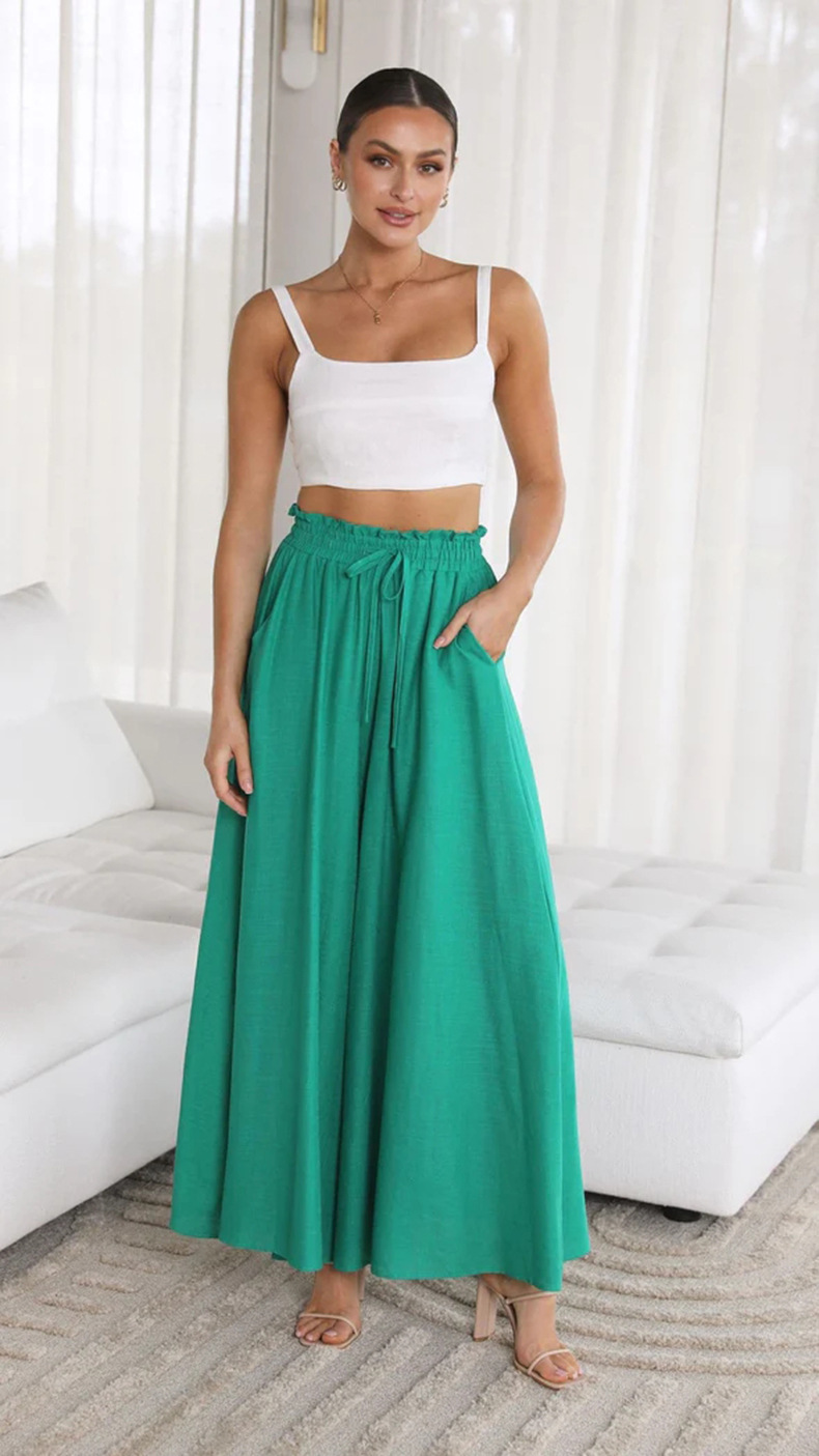 Printed wide leg trousers